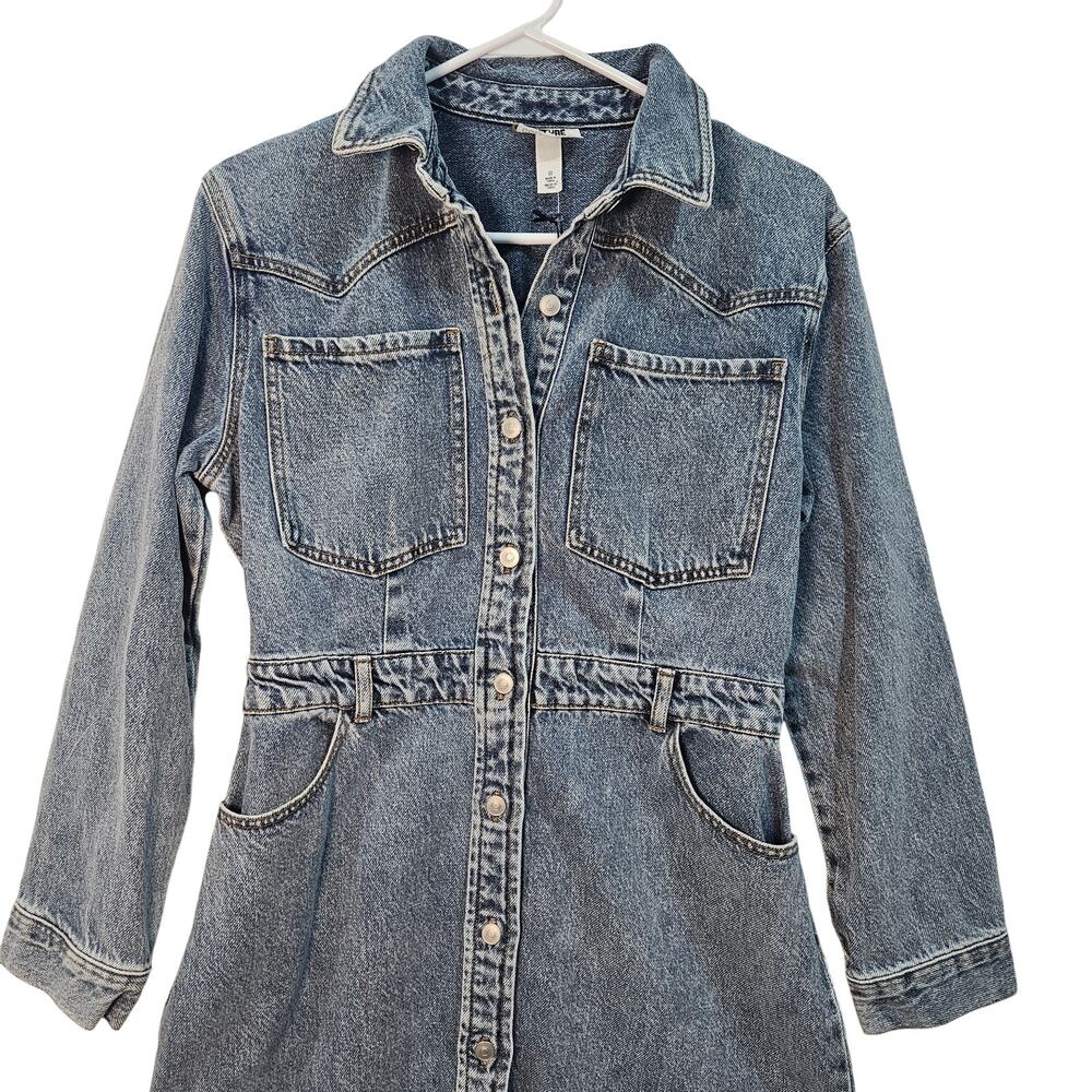 Future Collectibe Stylish Blue Denim Midi Dress - Picture 6 of 9